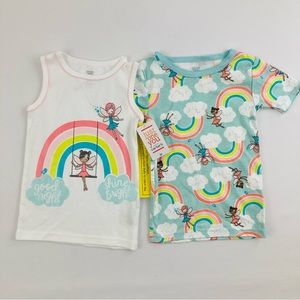 Carters Just One You Toddler Girls Blue White Rainbow Fairies Pajama Tops 3T